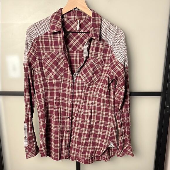 Free People Plaid Button-Up Shirt Size Small - Picture 1 of 6
